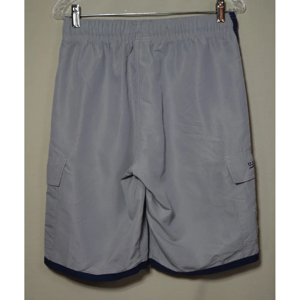 US Polo Assn Men's Small Cargo Board Shorts Gray Navy Blue